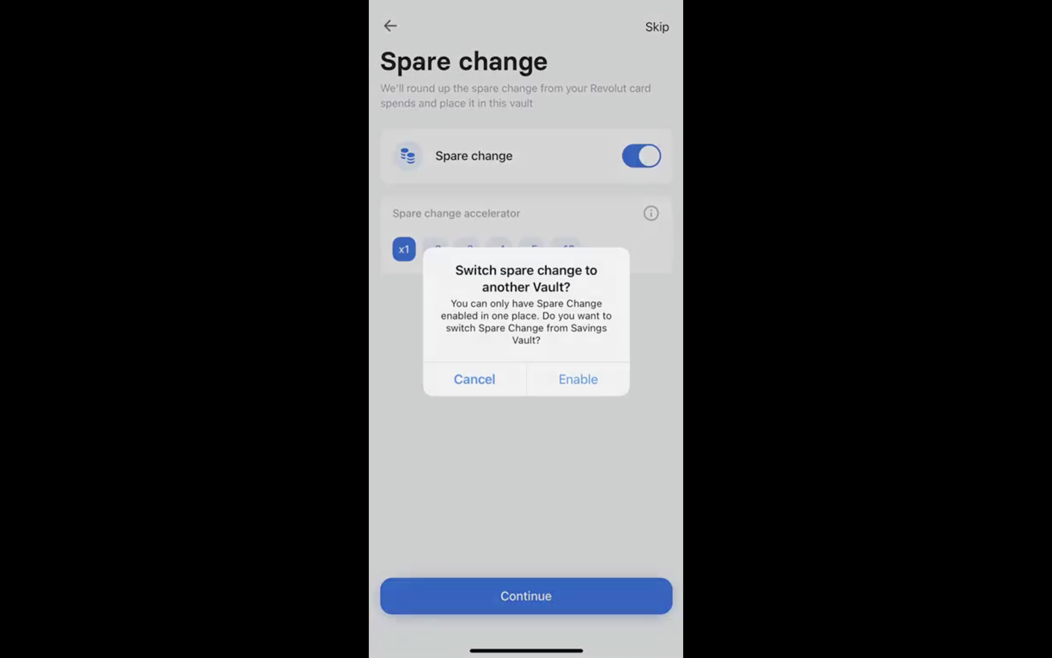 The round up spare change feature in Revolut