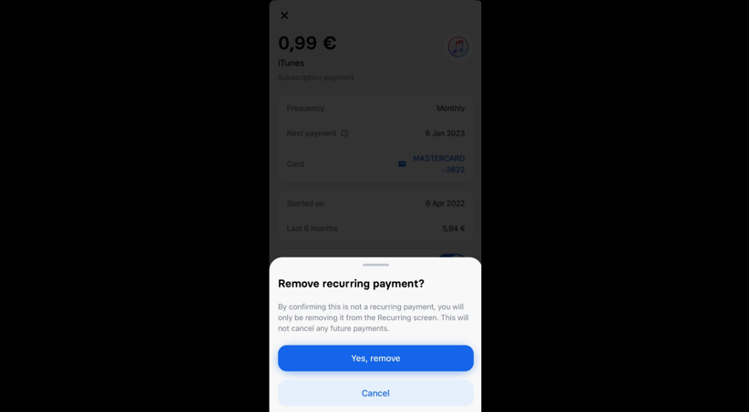 Cancelling a subscription in Revolut