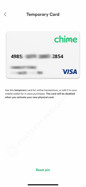 Chime Temporary Card